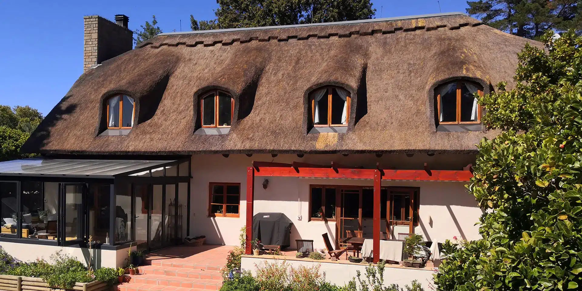 Thatch Roof Restoration on Private Home in Tokai